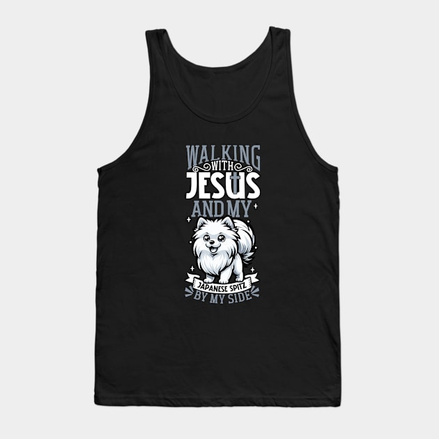 Jesus and dog - Japanese Spitz Tank Top by Modern Medieval Design